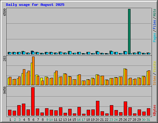 Daily usage for August 2025